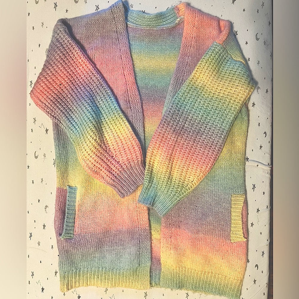 Viral Pastel Rainbow Teacher Cardigan